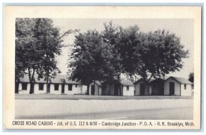 c1940 Cross Road Cabins Cambridge Junction Exterior Brooklyn Michigan Postcard