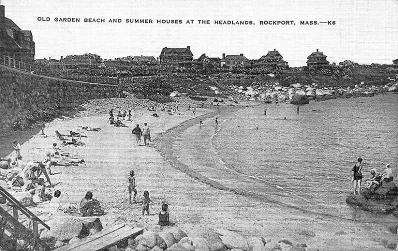 Rockport MA Old Garden Beach Summer Houses Headlands Postcard