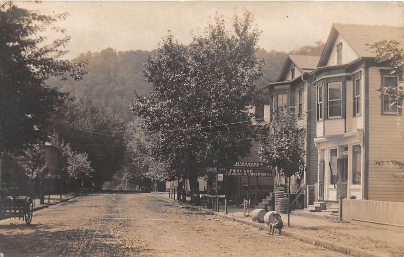 E73/ Clarington Ohio RPPC Postcard 1910 Fiest Undertaking Hardware Store