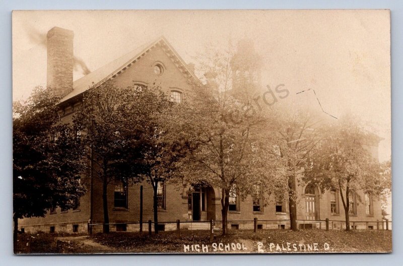 J87/ East Palestine Ohio RPPC Postcard c1910 High School Building 866