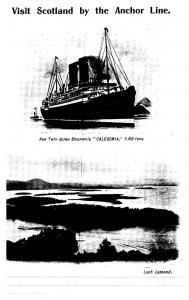 S.S. Caledonia , Anchor Line ,  Menu , bi-fold