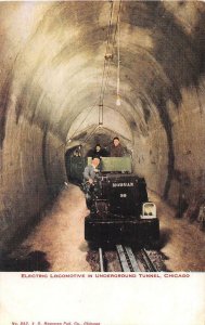 ELECTRIC LOCOMOTIVE UNDERGROUND TUNNEL CHICAGO ILLINOIS POSTCARD (c. 1905)
