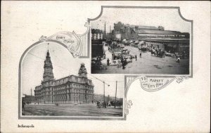 Indianapolis Indiana IN Town Hall Street Scene c1910s Postcard