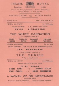 Sam Wanamaker Isabel Jeans Nora Swinburne Oscar Wilde Theatre Flyer