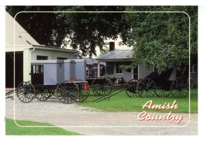 PA - Amish Country. Three Types of Amish Buggies  (continental size)