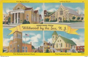 WILDWOOD by the SEA, NJ, 1930-40s; First Baptist, Lutheran, First Methodist E...