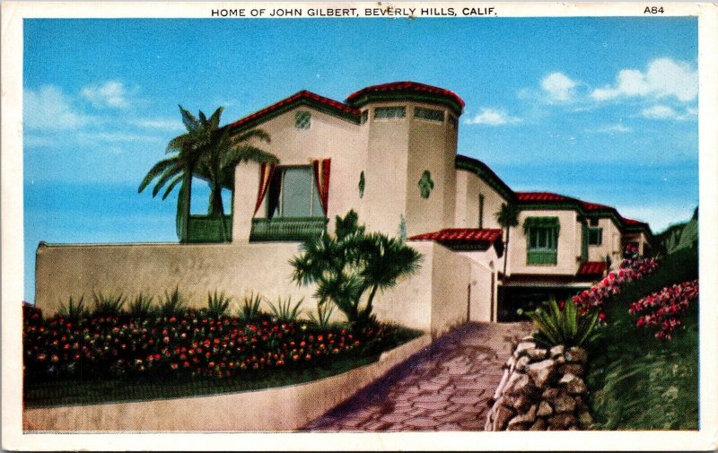 Postcard Home of John Gilbert in Beverly Hills, California~827