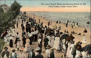 Cedar Point Ohio OH Great Lakes Boardwalk and Beach c1910 Postcard