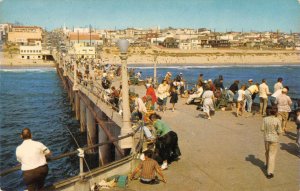 MANHATTAN BEACH, CA Fishing Pier Los Angeles County 1957 Vintage Postcard