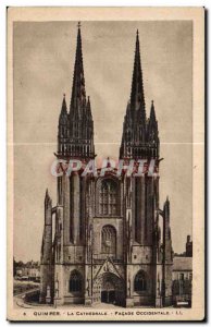 Old Postcard Quimper The Cathedral Facade West