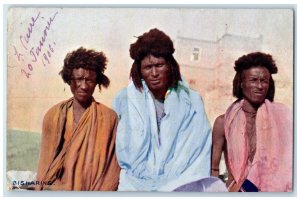 1906 Three Men Tribe of Bisharins Cairo Egypt Posted Antique Postcard