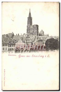 Old Postcard Strasbourg Gruss aus Panorama