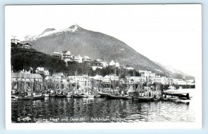 RPPC KETCHIKAN, AK Alaska ~ FISHING BOATS & Deer Mountain c1950s   Postcard