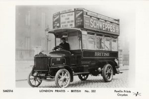 London Pirates Driver Schweppes Advertising Bus Tram RPC Postcard