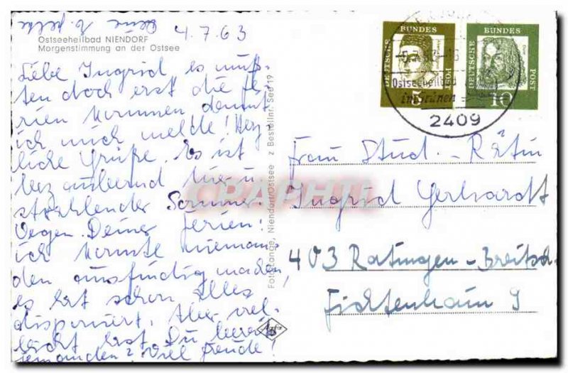 Postcard Old Ostseeheilbad Niendorf Morgenstimmung an der Ostsee Boat