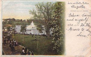 Postcard Lake Electric Fountain Willow Grove Park PA