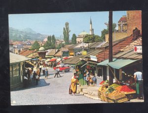 SARAJEVO YUGOSLAVIA DOWNTOWN STREET SCENE OLD CARS NICE STAMPS POSTCARD