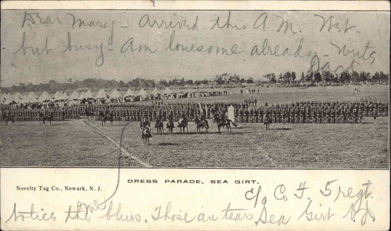 Sea Girt NJ Military Dress Parade Pre-1910 Vintage Postcard