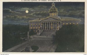 COLUMBIA , South Carolina , 1910s ; Confederate Monument & Capitol at night