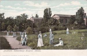 Sweden Stockholm Sabbatsbergs Hospital Nurses and Patients Outdoors Relaxing