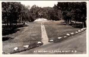 Minot North Dakota RPPC The Monument At Roosevelt Park Unposted Postcard X11