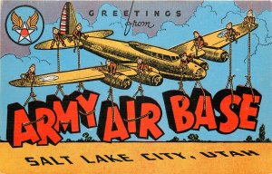 Large Letter Postcard Greetings From Army Air Base Salt Lake City UT