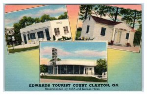 CLAXTON, Georgia GA ~ Roadside EDWARDS TOURIST COURT 1954 Linen Postcard