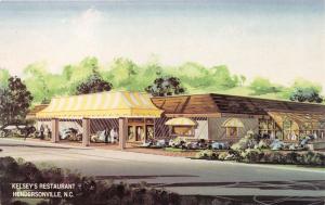 HENDERSONVILLE NORTH CAROLINA KELSEY'S RESTAURANT~LOGO & MAP POSTCARD