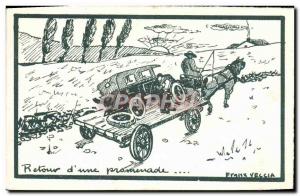 Postcard Back to Old Automobile & # 39A promenade Franz Veccia