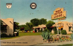 Linen Postcard Yaqui Motor Lodge in Phoenix, Arizona~137175