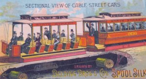 1880s Belding Bros Spool Silk Cable Street Cars Victorian Trade Card