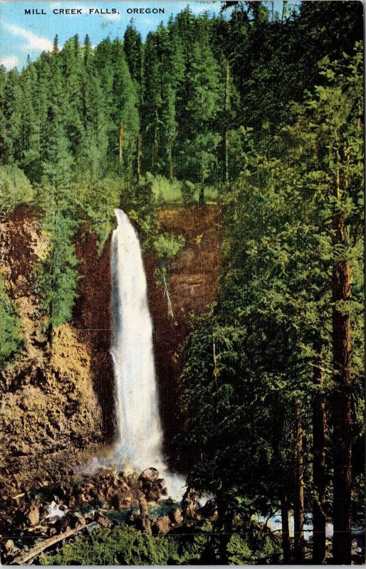 Mill Creek Falls Oregon OR Postcard VTG UNP EC Kropp Vintage Unused Chrome 