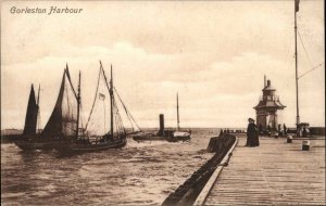 Gorleston Norfolk Lighthouse Sailboats Vintage Postcard