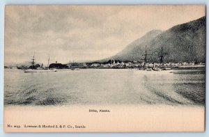 Sitka Alaska AK Postcard Panoramic View Mountains Lake Boat Steamer Ship c1905