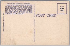 Vtg Knoxville Tennessee TN Gay Street View Baums Hamilton Bank 1940s Postcard