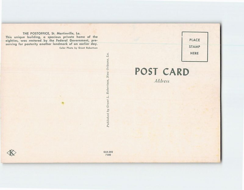 Postcard The Post Office St. Martinville Louisiana USA