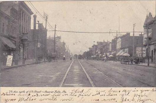 Pennsylvania Beaver Falls 7th Avenue Looking North 1907