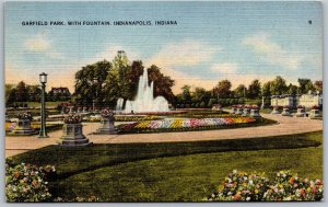 Vtg Indianapolis Indiana IN Garfield Park Fountain Postcard