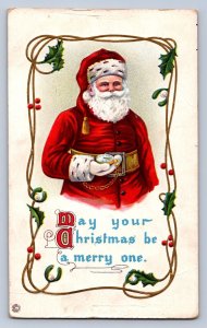 J99/ Santa Claus Christmas Postcard c1910 Large Belt Watch 415