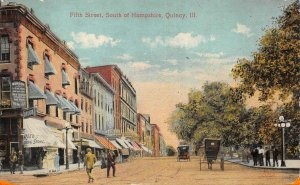 FIFTH STREET SOUTH OF HAMPSHIRE QUINCY ILLINOIS PIANO DENTIST SIGN POSTCARD 1919