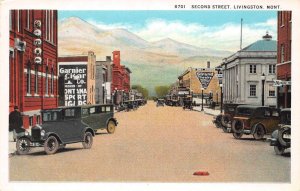 Livingston Montana Second Street, Strand Theatre, Color Lithograph Pc U6867