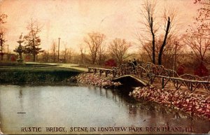 Illinois Rock Island Longview Park Rustic Bridge 1910