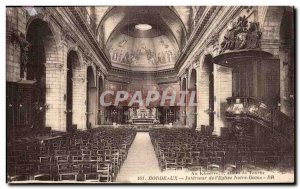 Bordeaux Old Postcard Interior of Notre Dame & # 39eglise