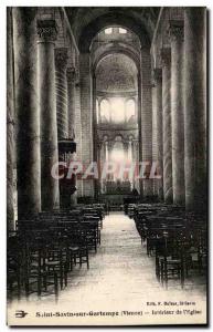 Old Postcard St. Savin Sur Gartempe From Interior & # 39Eglise