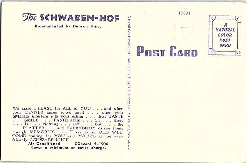 Postcard RESTAURANT SCENE Milwaukee Wisconsin WI AJ2621