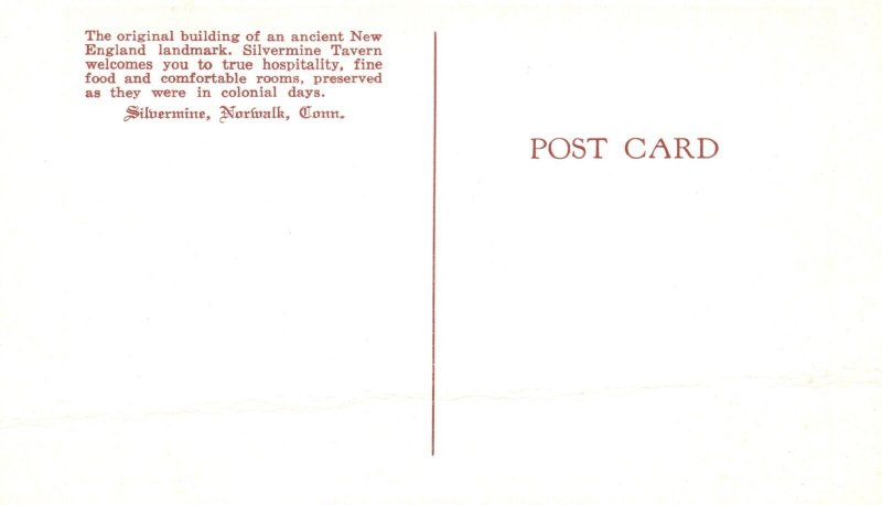 Vintage Postcard Silvermine Ancient New England Landmark Norwalk Connecticut CT
