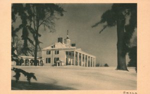 The Mount Vernon Mansion East Front In Winter Snow, Vintage Postcard