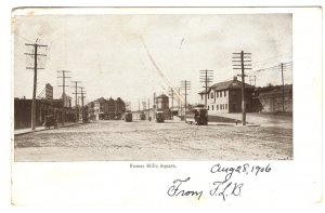 Forest Hills Square, Massachusetts, Used 1906 Flag Cancel