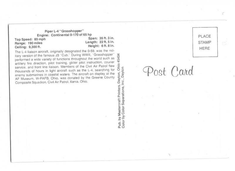 Piper L-4 Grasshopper Airplane Used During WW ll Era