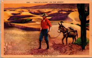 Vtg Two Of A Kind That's Me With The Hat Man Donkey Comic Humor 1940s Postcard 